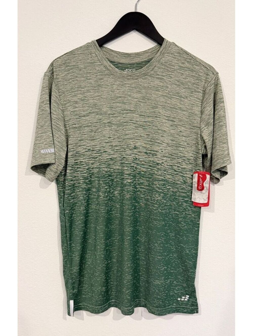 BCG White Swan Dark Forest Ombre Short Sleeve Running Tee Men Size Small